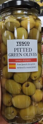 Pitted green olives